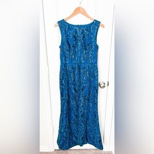 Adrianna Papell Blue Sequin Gown Size 8